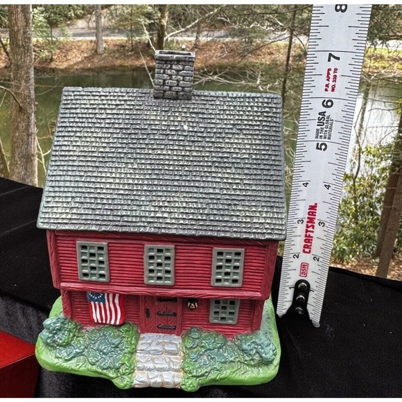 Vintage Old Stonigan 20010203 Lang & Wise Red Saltbox Porcelain House & Mailbox - Picture 6 of 12